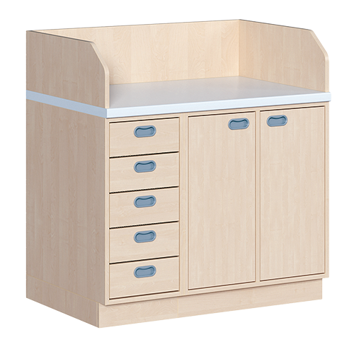 Wickelkommode, dreireihig Türen, 5 Schübe, B/H: 107x113 cm