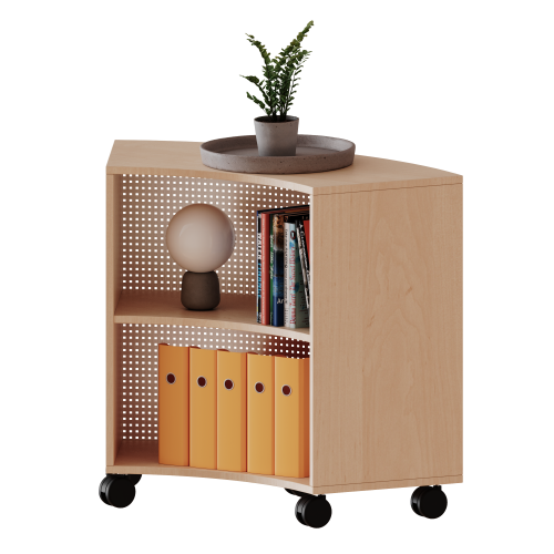 Fahrbares Sechstelkreisregal, 2 Ordnerhöhen - Serie evo180 B/H/T: 98,7x82x40 cm, Rückwand aus Lochblech